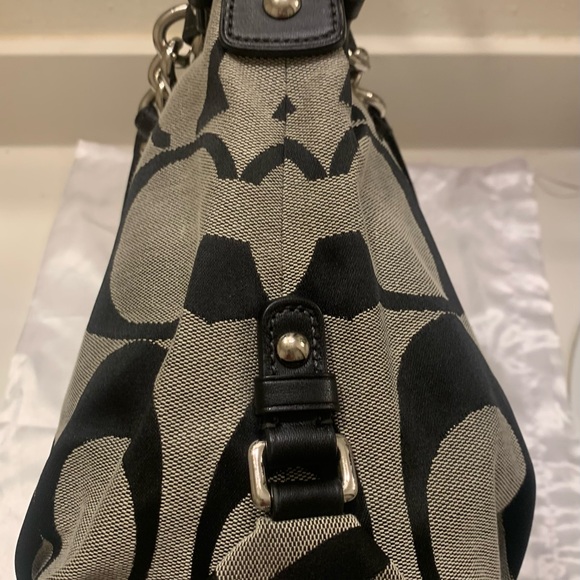 Coach Signature Brooke Shoulder Handbag Purse  14473M Black Ivory - Picture 4 of 16